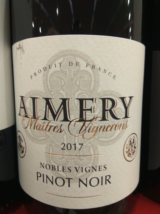 Aimery Pinot Noir Maitre Vignerons Noble 2017
