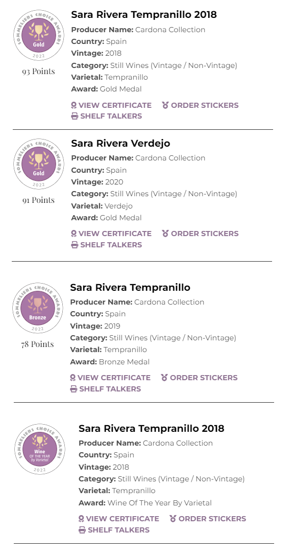 2022 Sommeliers Choice Awards