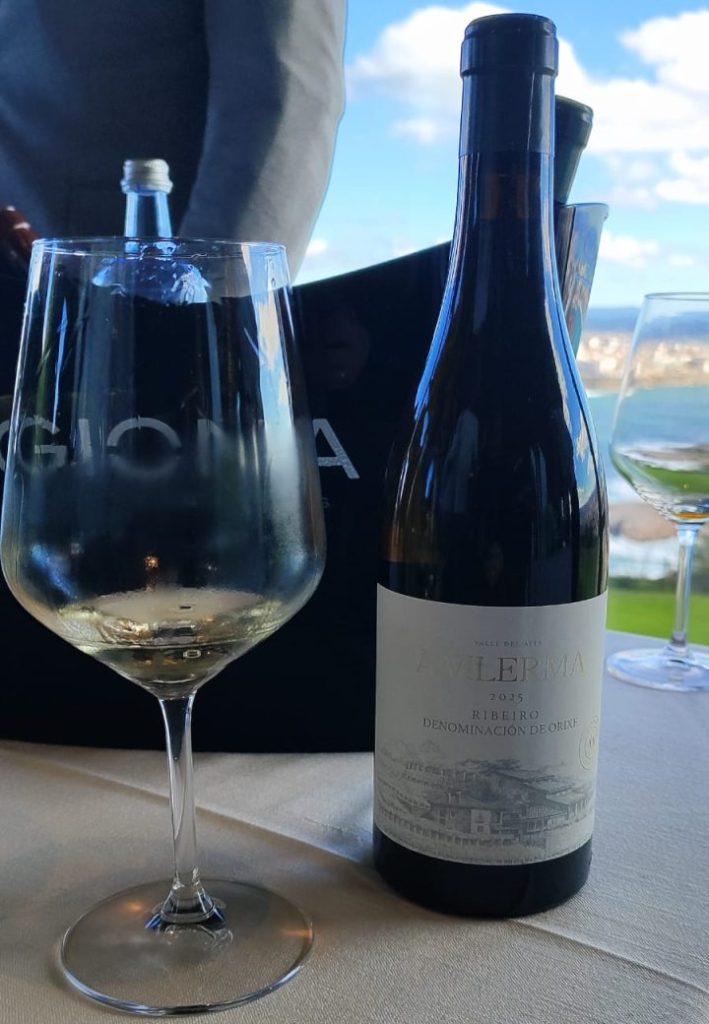 A Vilerma 2025 Copa y botella del vino A Vilerma 2025